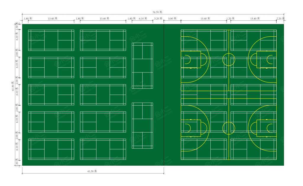 羽毛球场简图图片